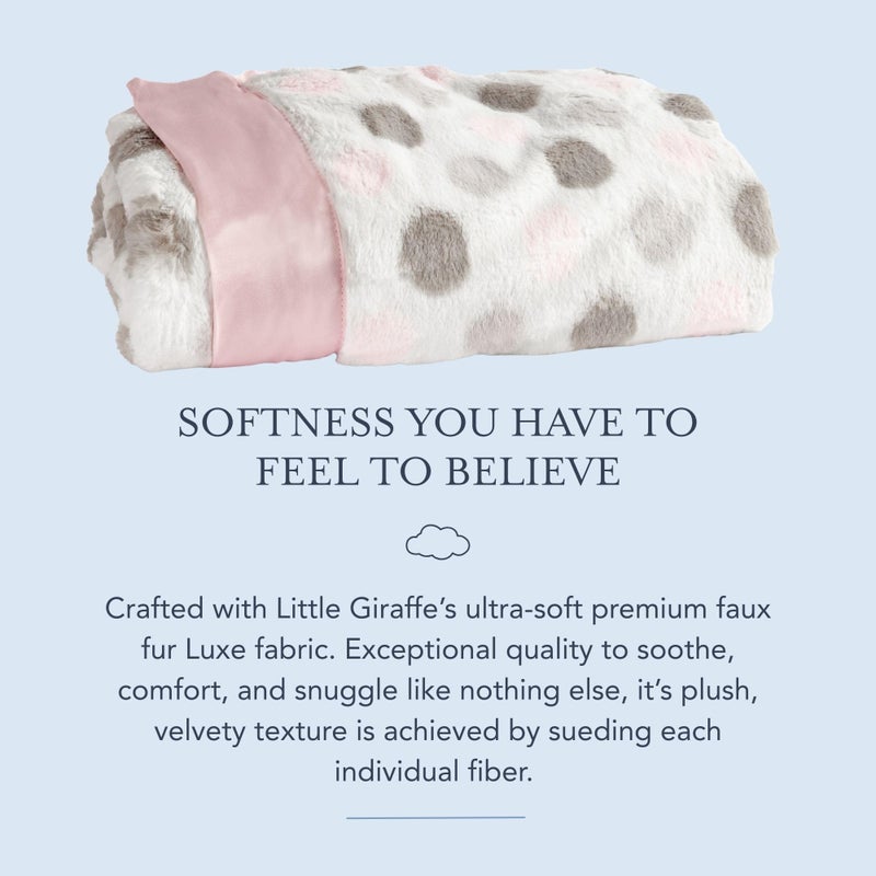 Little Giraffe Luxe Baby Blanket â€“ 29x35â€ Satin Trim, Dot Pink | Ultra-Soft, Hypoallergenic Stroller & Nursery Blanket | Perfect for Newborns & Toddlers - Image 4